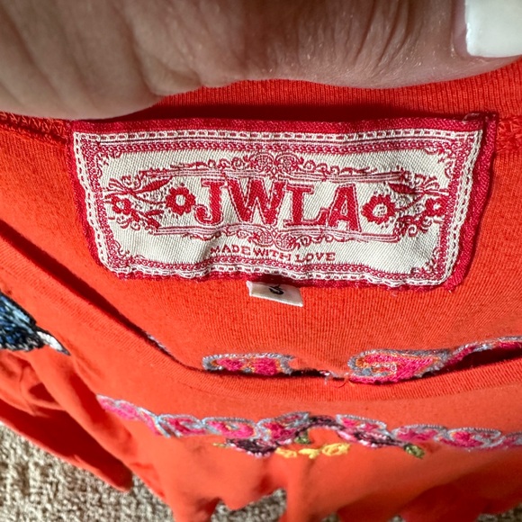 Johnny Was Red Embroidered Long Sleeve Top - Picture 8 of 8